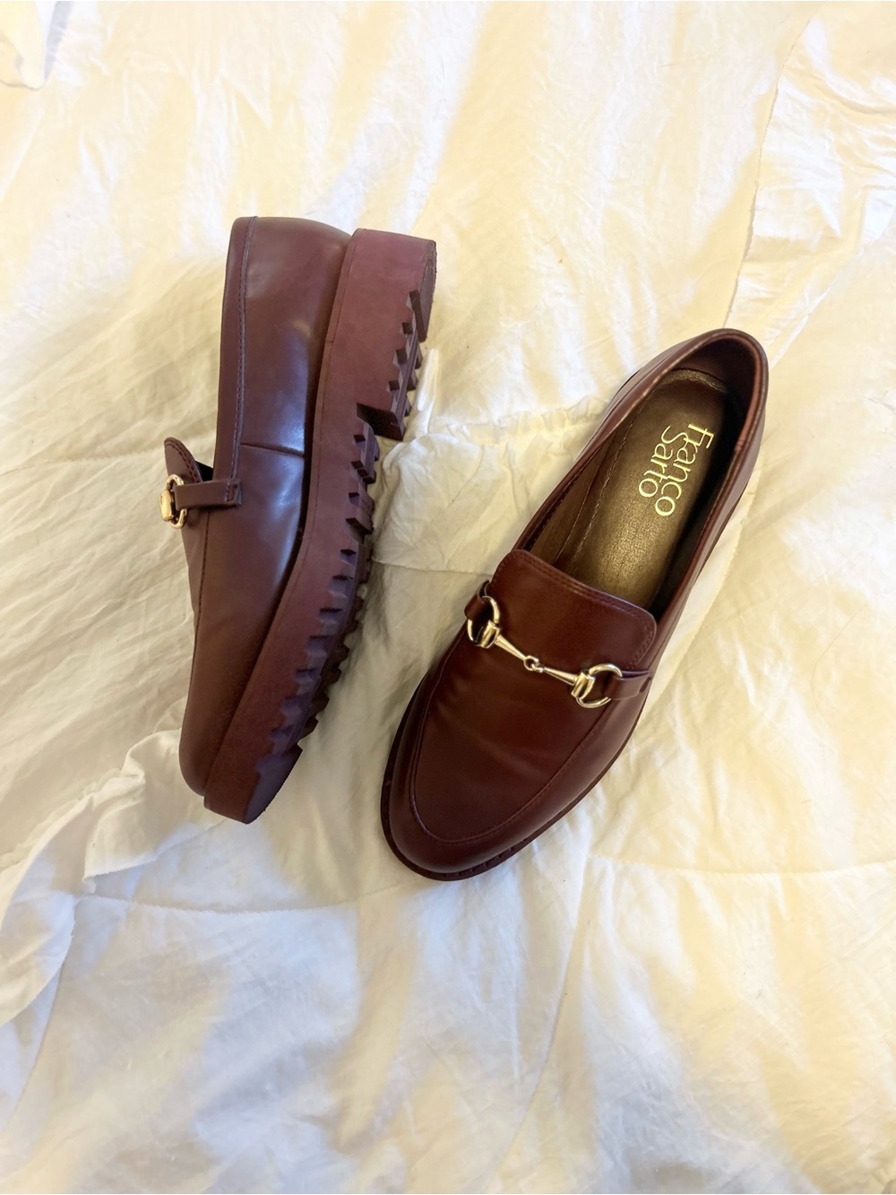 Franco Sarto Burgundy Leather Horsebit Loafers fall